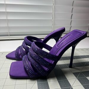 Topshop Summer embellished heeled mules in purple Size 7